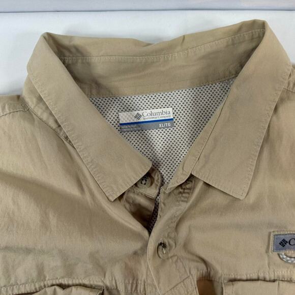 Columbia Shirt Size XL Mens PFG Tan Short Sleeve Button Up Fishing - Picture 3 of 5